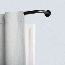 (160 x 300 cm (63'-118' in), Mat Black- Blackout Curtain Pole) Heavy Extendable Metal Curtain Pole 28mm With Finials Rings Hooks Rod Fittings