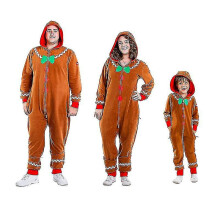 (Men, 2XL) Men's Family Gingerbread Cozy Jumpsuit, Comfy Gingerbread Cozy Christmas Onesie
