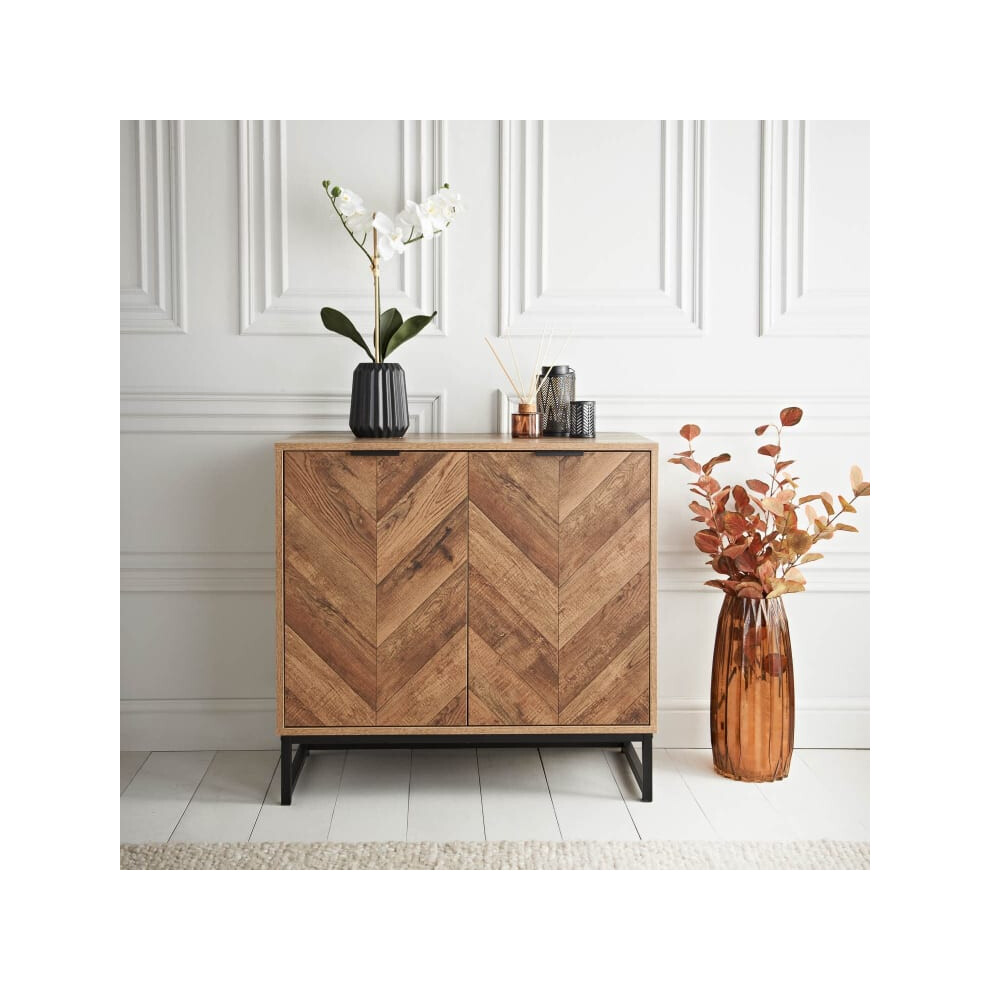 New Ezra Two Door Sideboard Rustic Oak Finish with two door cupboards