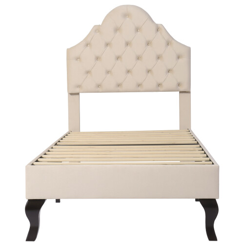 (Pink) Solid Wooden Bed Frame with Bookcase Headboard 2
