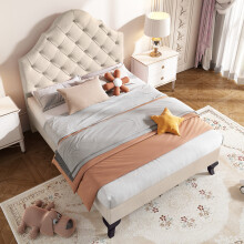 (Pink) Solid Wooden Bed Frame with Bookcase Headboard
