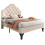 (Beige) Solid Wooden Bed Frame with Bookcase Headboard 5