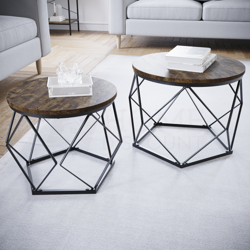 (Dark Wood) Brooklyn Geometric Nesting Tables - Set of 2