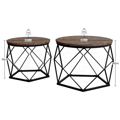 Vida Designs (Dark Wood) Brooklyn Geometric Nesting Tables - Set of 2 2