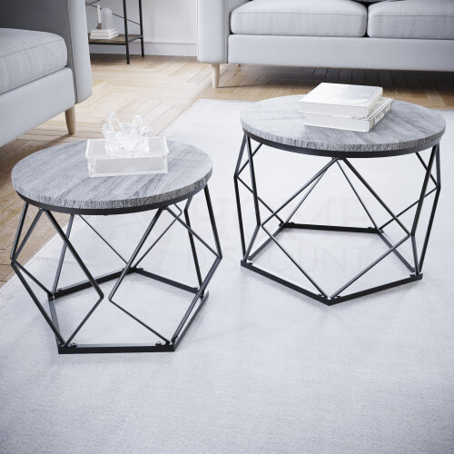 Vida Designs (Grey) Brooklyn Geometric Nesting Tables - Set of 2