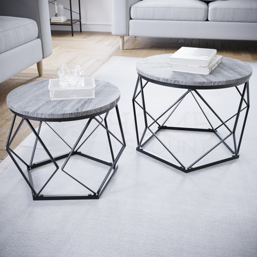 (Grey) Brooklyn Geometric Nesting Tables - Set of 2