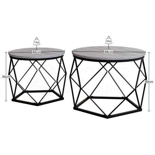 Vida Designs (Grey) Brooklyn Geometric Nesting Tables - Set of 2 2