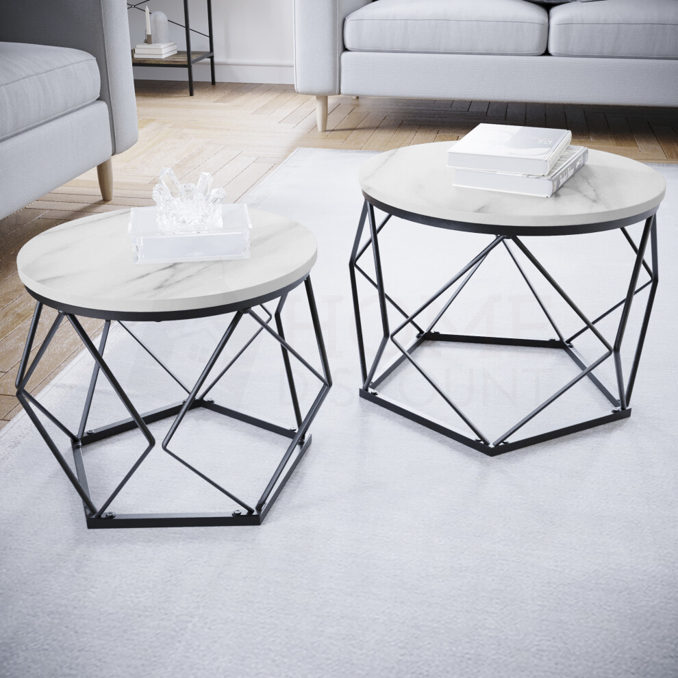 Vida Designs (Marble) Brooklyn Geometric Nesting Tables - Set Of 2 Multicoloured