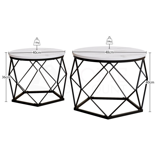 Vida Designs (Marble) Brooklyn Geometric Nesting Tables - Set of 2 2