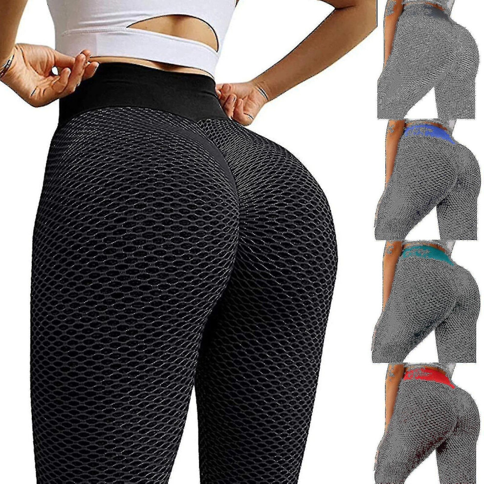 (Black, 2XL) Tik Tok Leggings Womens Leggings Gym Anti-cellulite Fitness Butt Lift Pants
