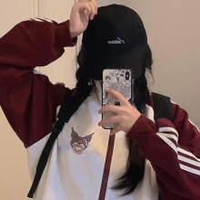 (Coat5) Sanrio Hello Kitty Kawaii Sports Casual Baseball Uniform Kuromi Cartoon Cute College Style Zipper Stand Collar Cardigan Jacket