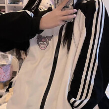 (Coat2) Sanrio Hello Kitty Kawaii Sports Casual Baseball Uniform Kuromi Cartoon Cute College Style Zipper Stand Collar Cardigan Jacket