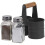 GEEZY GEEZY Glass Salt and Pepper Shaker Set with Metal Tin Storage Holder 2