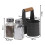 GEEZY GEEZY Glass Salt and Pepper Shaker Set with Metal Tin Storage Holder 6