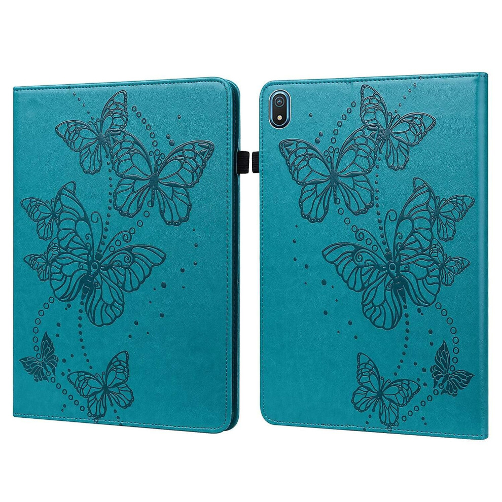 (Blue, Blue, Style C Nokia T20) For Nokia T20 Imprinted Tablet Stand Case PU Leather Card Holder Shockproof Cover with Elastic Band