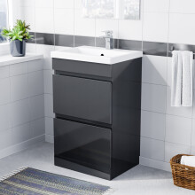 500mm Floor Standing Basin Vanity Unit 2 Drawers Handless Anthracite