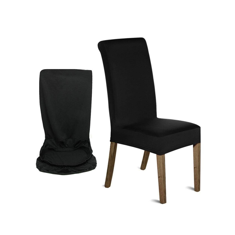 (Black, 4pcs) Short Spandex Chair Cover Stretchy Removable Washable Dining Chair Cover Slipcover Chair Seat Protector for Hotel, Banquet, Kitchen, Restaurant, Home