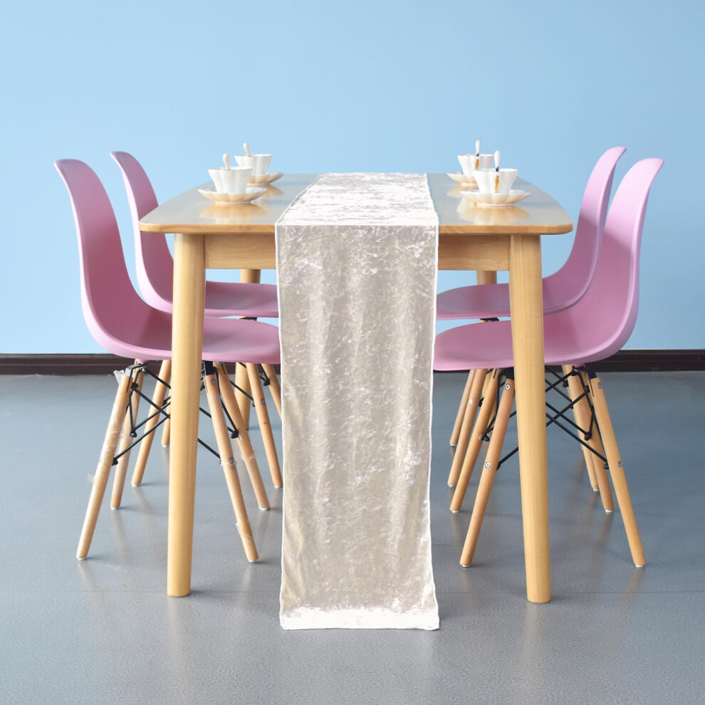 Champagne 5pcs Crushed Velvet Table Runner 13 x 108 Inch Washable Soft Fabric Glitz Table Runners for Wedding Banquet Kitchen Birthday Party Decoration on OnBuy