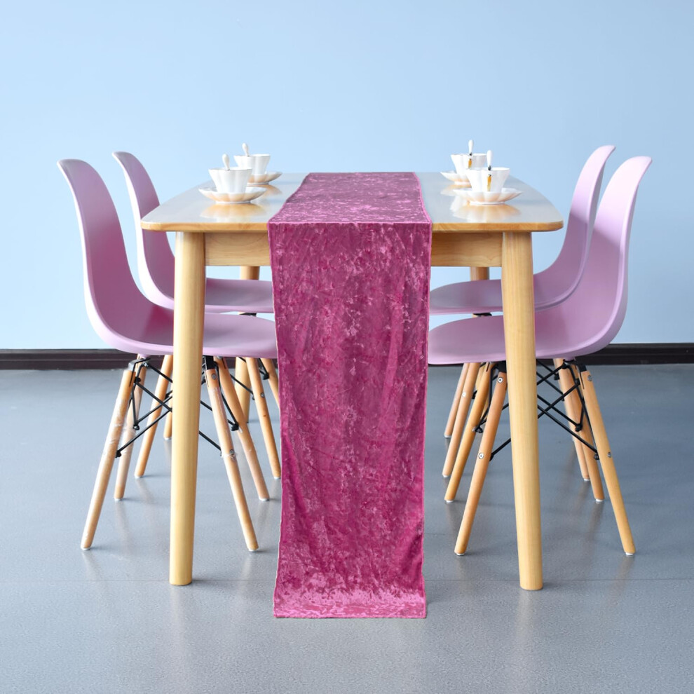 (Pink, 10pcs) Crushed Velvet Table Runner, 13 x 108 Inch Washable Soft Fabric Glitz Table Runners for Wedding, Banquet, Kitchen, Birthday, Party Decor-image-OPC-PDX9J9T-NEW