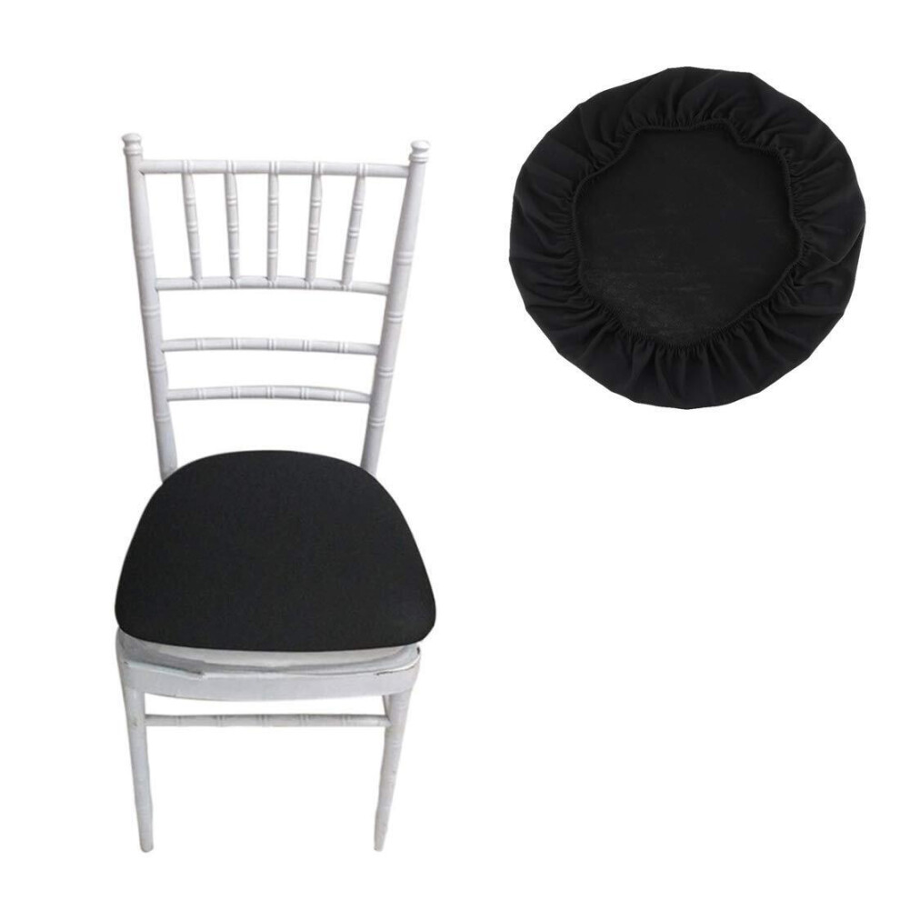 (Black, 4pcs) Spandex Chair Seat Covers Removable Washable Soft Dining Chair Pad Cover Cushion Protectors Slipcovers for Restaurant, Banquet, Wedding Party