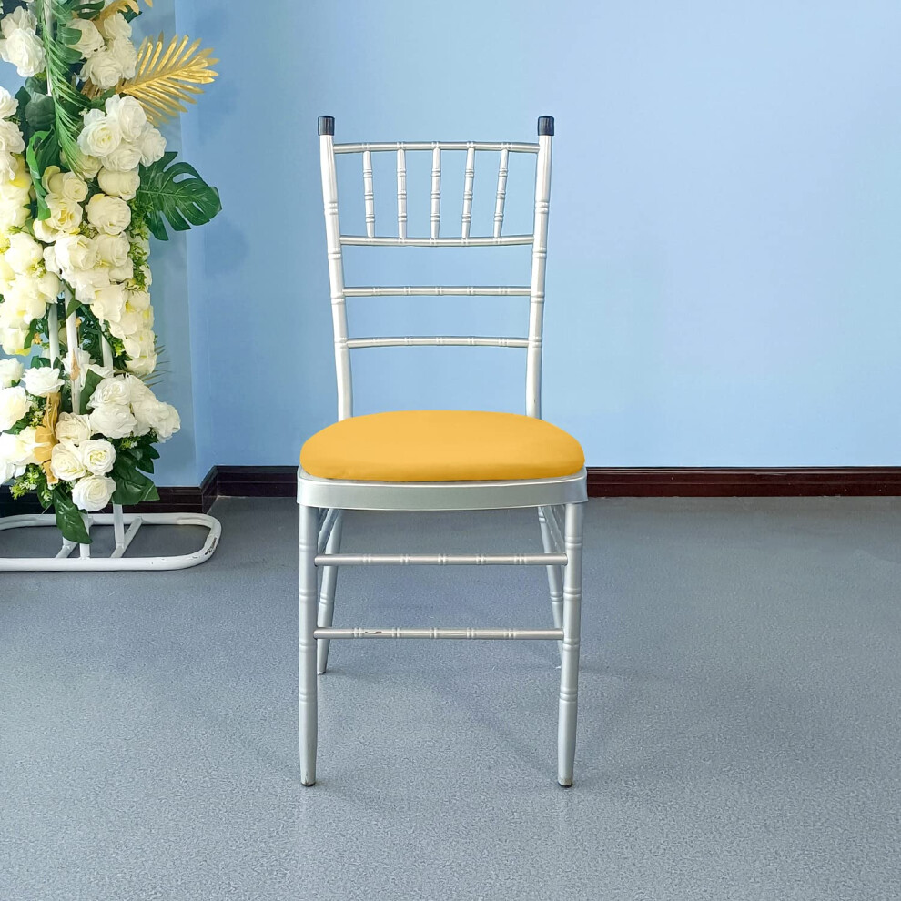 (Gold, 4pcs) Spandex Chair Seat Covers Removable Washable Soft Dining Chair Pad Cover Cushion Protectors Slipcovers for Restaurant, Banquet, Wedding Party
