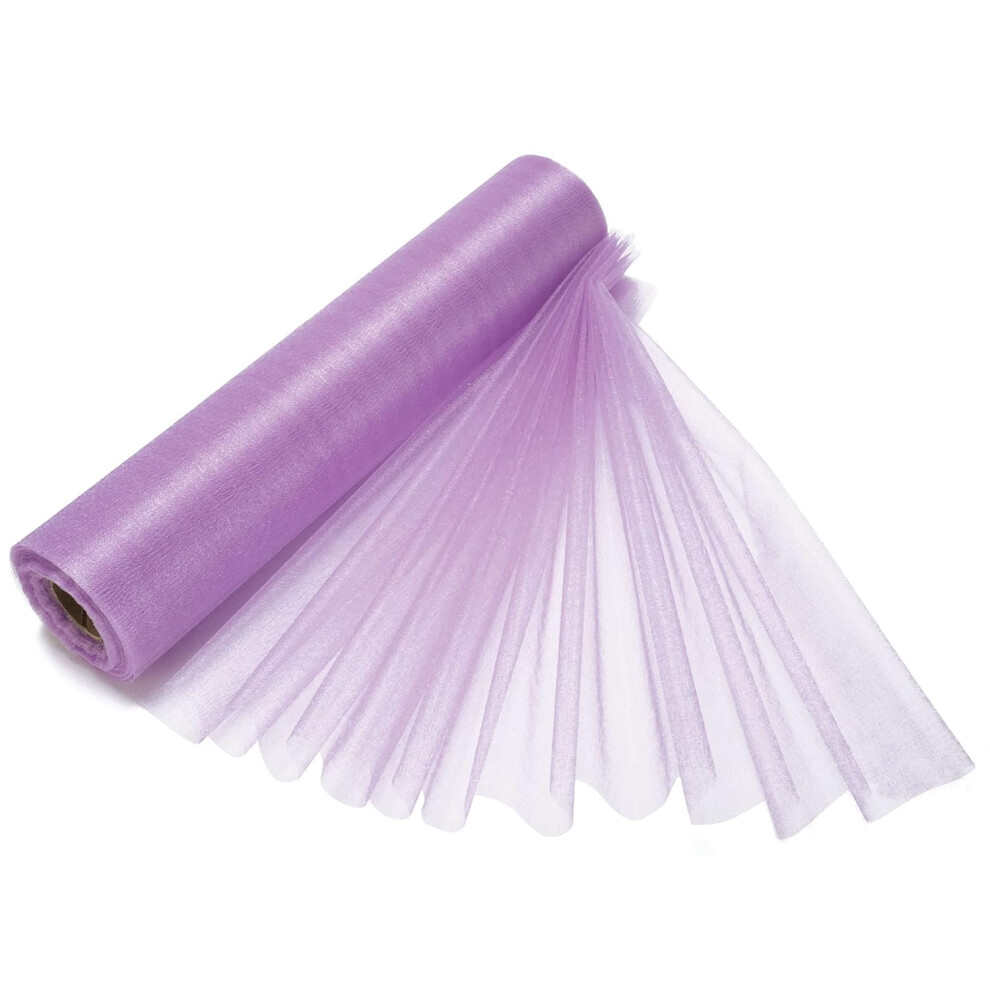 (Light Purple, 2pcs) Organza Roll Snow Sheer Glitter Fabric 25m x 29cm for Wedding Venue, Chair Bow Sash, Table Runner, Event, Party Decoration, DIY Craft Projects