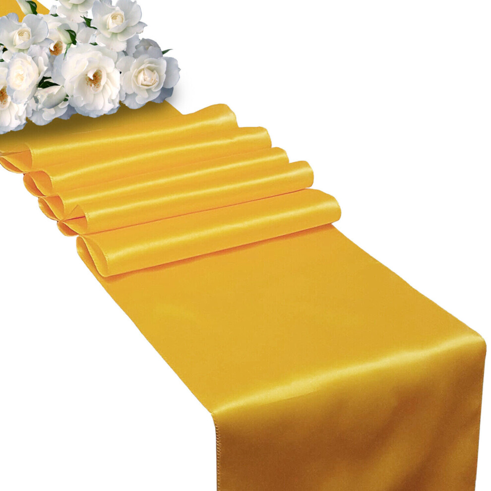 (Gold, 1pc) Satin Table Runners, 11 x 108 Inch Satin Silk Table Runners for Chair Sashes Swags Wedding Reception Birthday Party Table Decoration-image-OPC-PDX9MFS-NEW