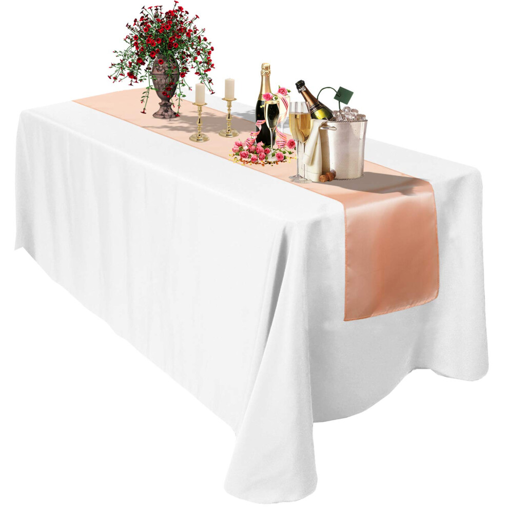 (Peach, 10pcs) Satin Table Runners, 11 x 108 Inch Satin Silk Table Runners for Chair Sashes Swags Wedding Reception Birthday Party Table Decoration-image-OPC-PDX9MH8-NEW