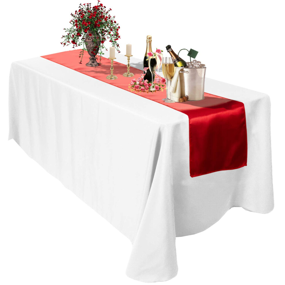 (Red, 50pcs) Satin Table Runners, 11 x 108 Inch Satin Silk Table Runners for Chair Sashes Swags Wedding Reception Birthday Party Table Decoration-image-OPC-PDX9MHX-NEW