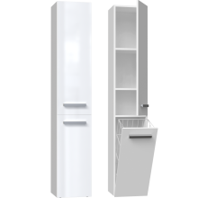 (White gloss) YANA - Bathroom furniture with laundry basket - 31x30x174cm - Bathroom storage column