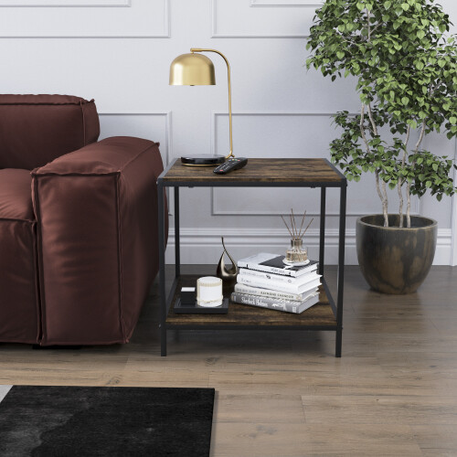 Vida Designs (Dark Wood) Vida Designs Brooklyn End Table 2 Tier Side Table 2