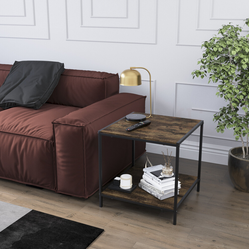 (Dark Wood) Vida Designs Brooklyn End Table 2 Tier Side Table