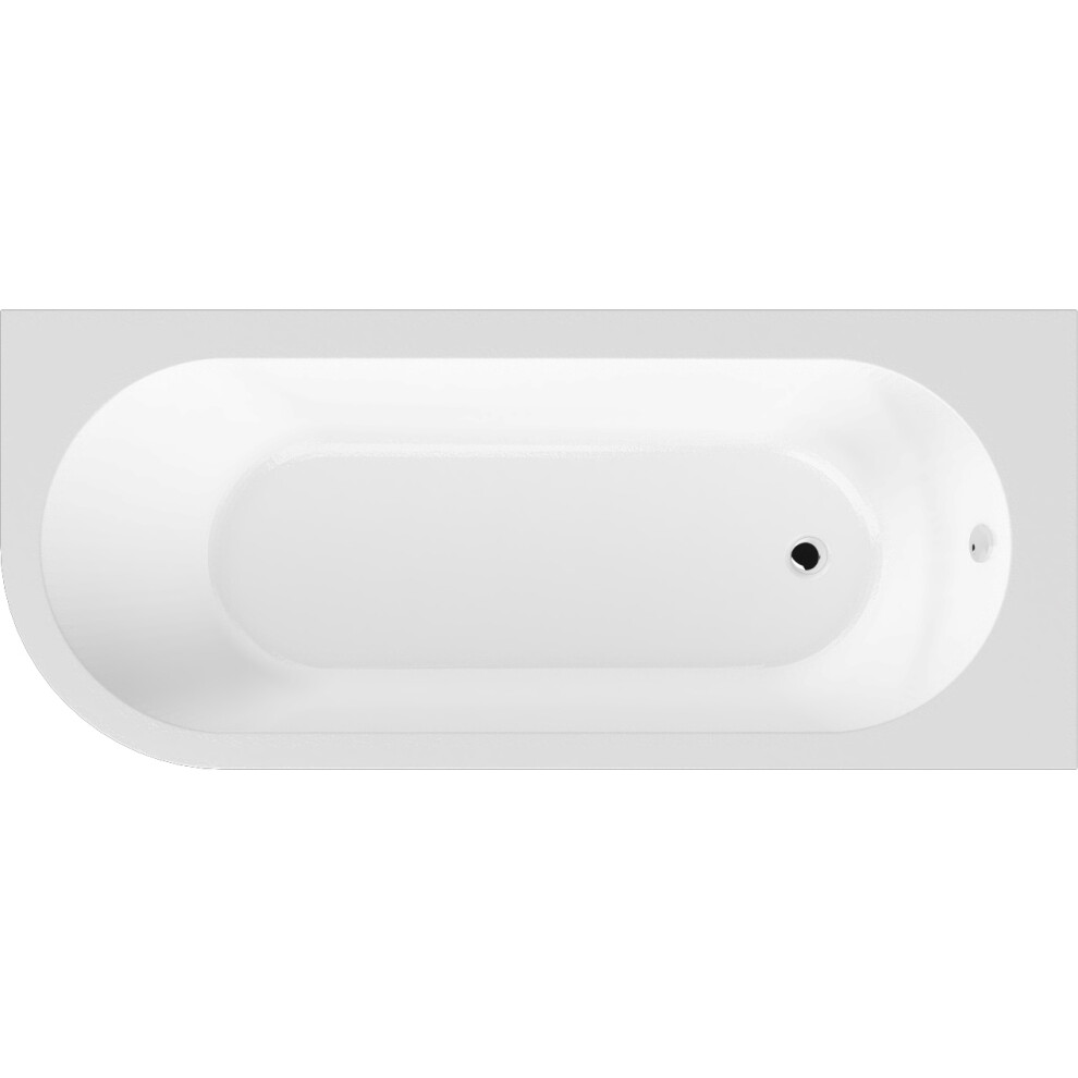 Kingsley Right Hand Back to Wall Corner J Shaped Bath Tub and Panel (Taps and Waste Not Included) - 1700mm - Balterley