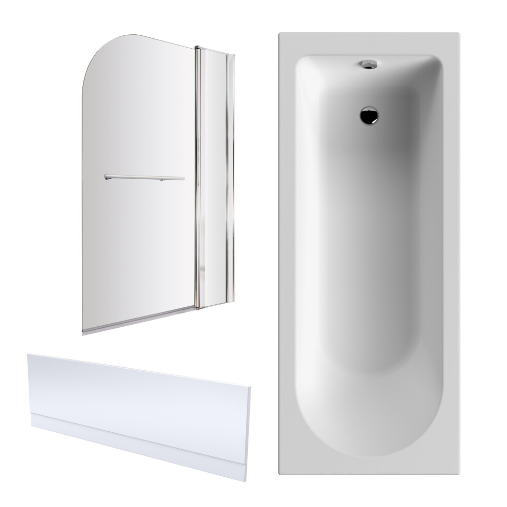 Bath Suite -1700x750mm Round Bath, Front Panel, Screen with Fixed Panel and Rail