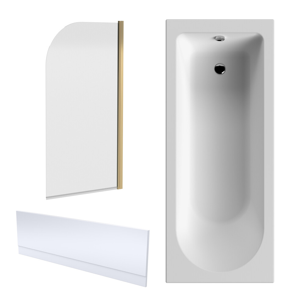 Round Bathtub, Front Panel with Bath Screen - Brushed Brass Profile