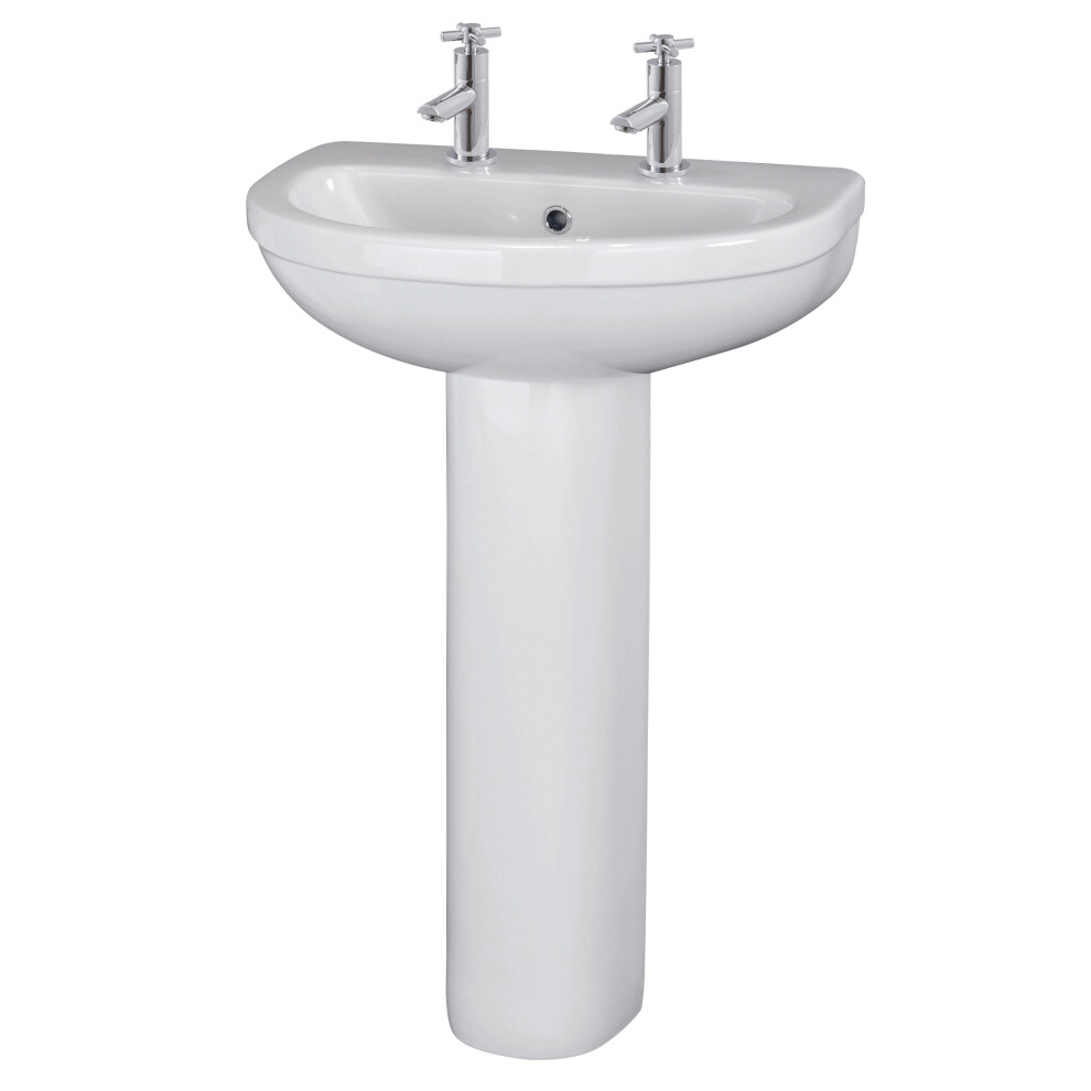 Round 2 Tap Hole Basin & Full Pedestal - 550Mm 5056211840541