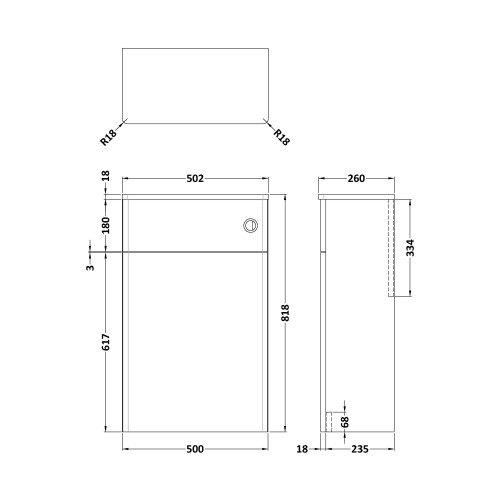 Balterley Traditional Floor Standing WC Unit  , 500mm - Soft Black 1
