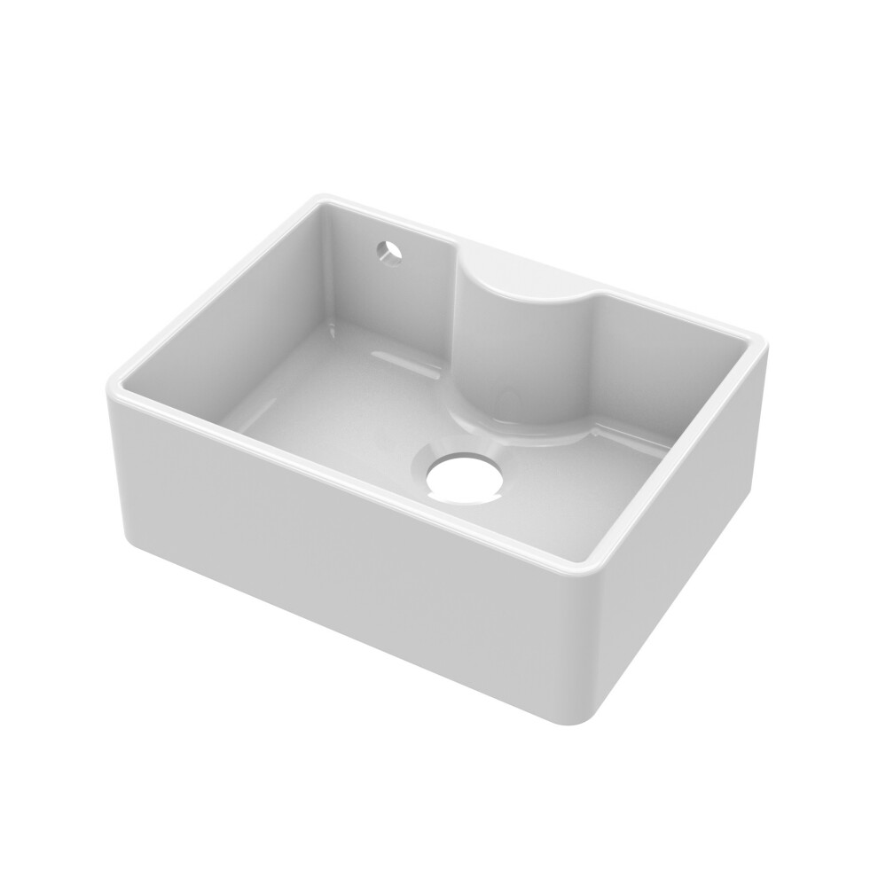 595mm - Single Bowl Butler Kitchen Sink - with Tap Ledge,  Overflow