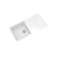 Kitchen Single Bowl Composite Inset Sink with Overflow & Drainer - 1000 x 500mm - Matt White - Balterley