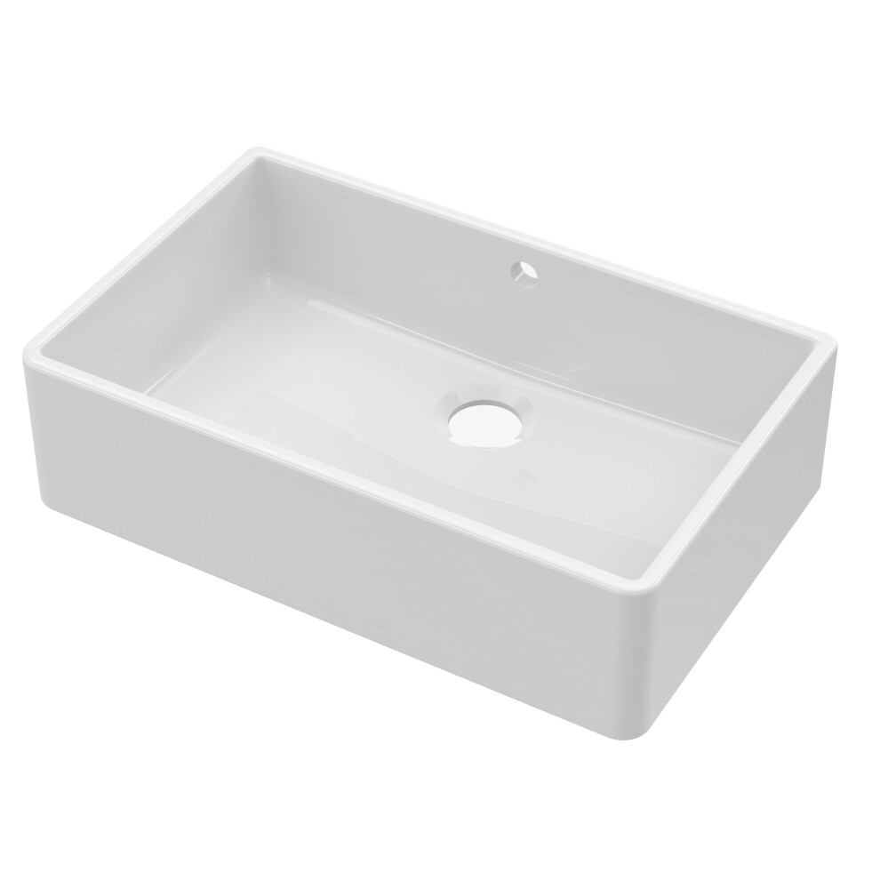 795mm - Fireclay Single Bowl Butler Kitchen Sink - with Overflow &  No Tap Hole