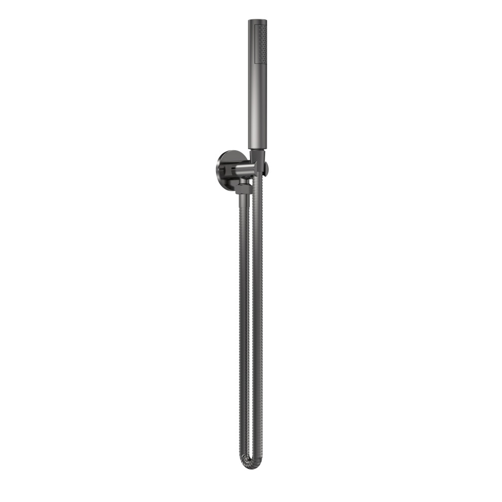 Round Outlet Elbow, Parking Bracket & Shower Handset - Brushed Pewter