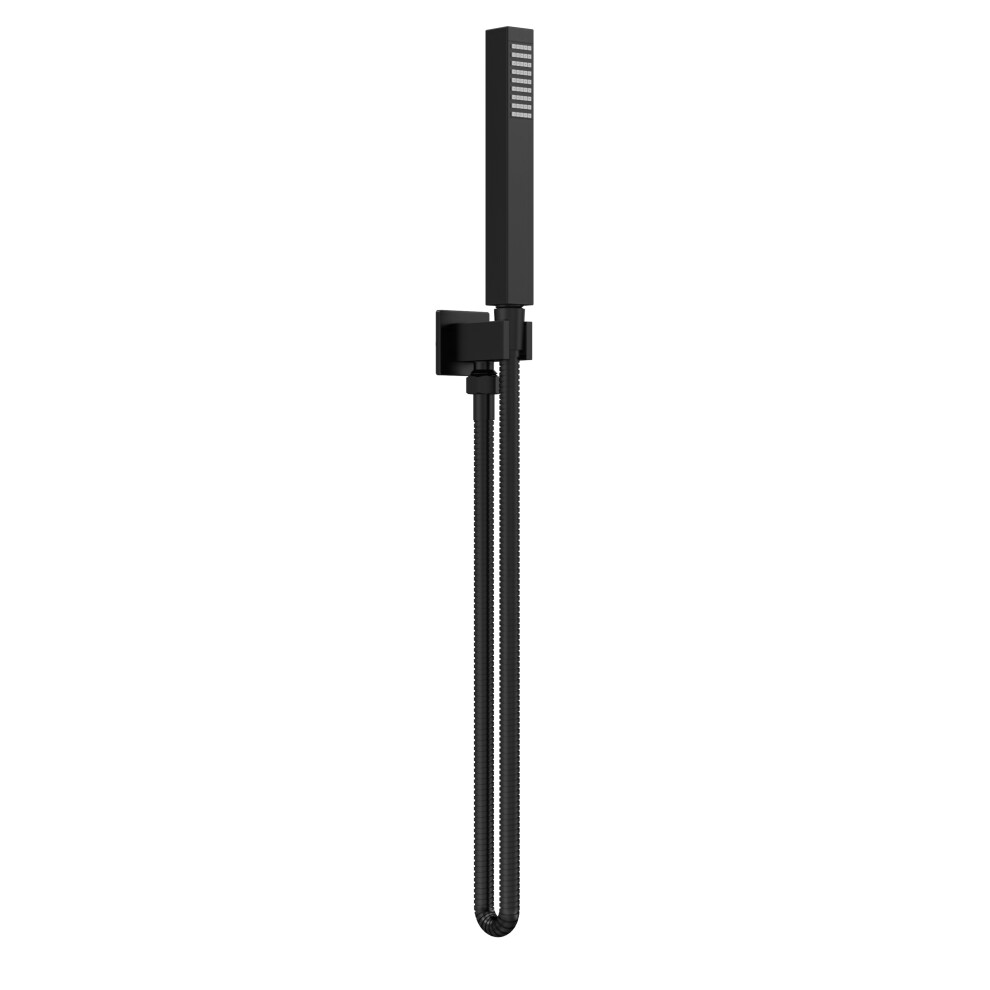 Round Outlet Elbow, Parking Bracket & Shower Handset - Matt Black