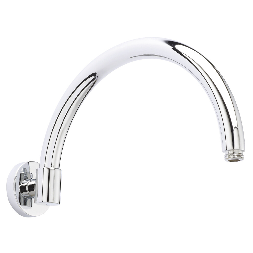 Round Wall Mount Curved Shower Arm - 303mm - Chrome