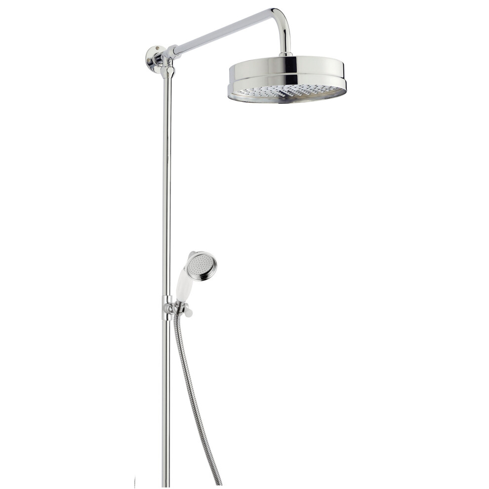 Luxury Rigid Riser Shower Kit with Fixed Head & Handset  - Chrome/White