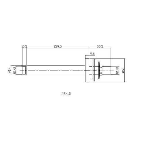 Balterley Round Ceiling Mount Shower Arm 150mm - Brushed Brass 1