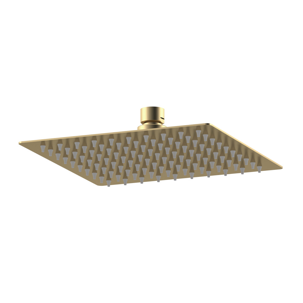 Square Fixed Head, 200mm - Brushed Brass