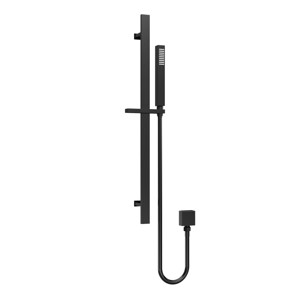 Balterley Rectangular Slider Rail Kit With Outlet Elbow - Matt Black