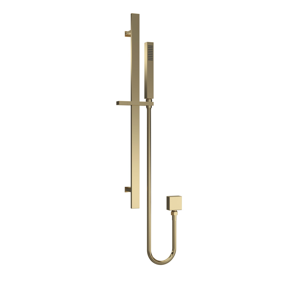 Rectangular Slider Rail Kit with Outlet Elbow - Brushed Brass