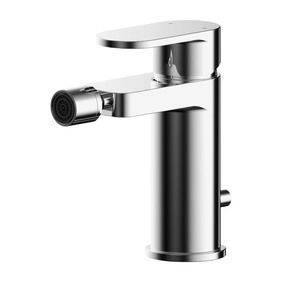 Round Mono Bidet Mixer Tap With Pop Up Waste - Chrome