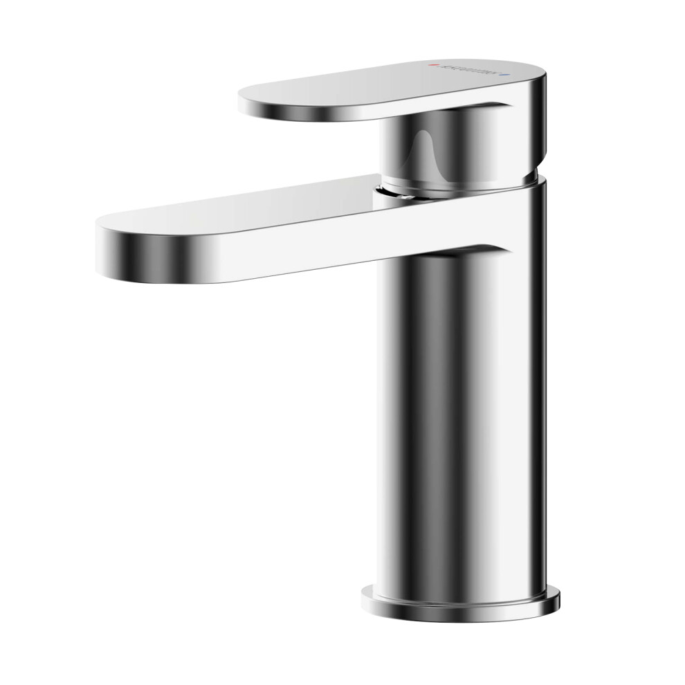 Round Mini Mono Basin Mixer Tap & Push Button Waste - Chrome